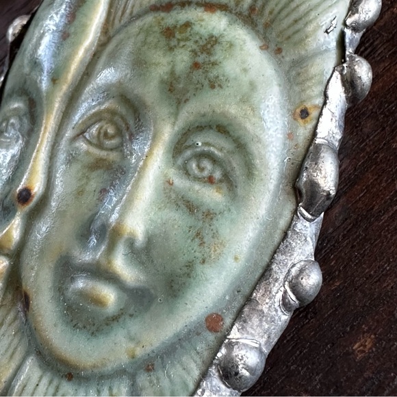 Sun and Moon Face Polymer Pendant Sterling Silver Necklace - Picture 7 of 16